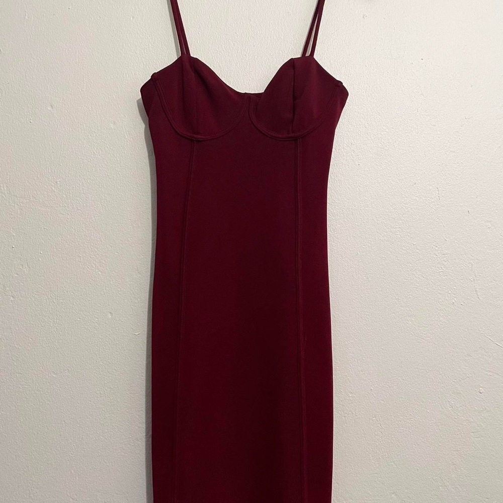Charlotte Russe bustier style bodycon wine fitted strap dress dress